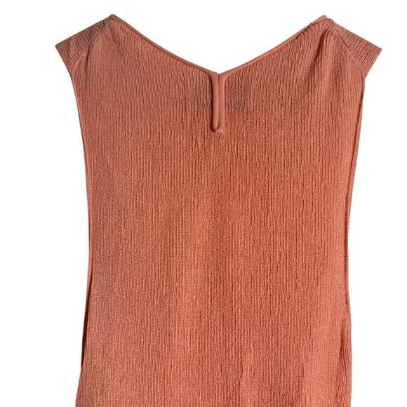 Partow Coral Pink Knit Sleeveless Round Neck Tank Top Size Medium - Picture 6 of 7